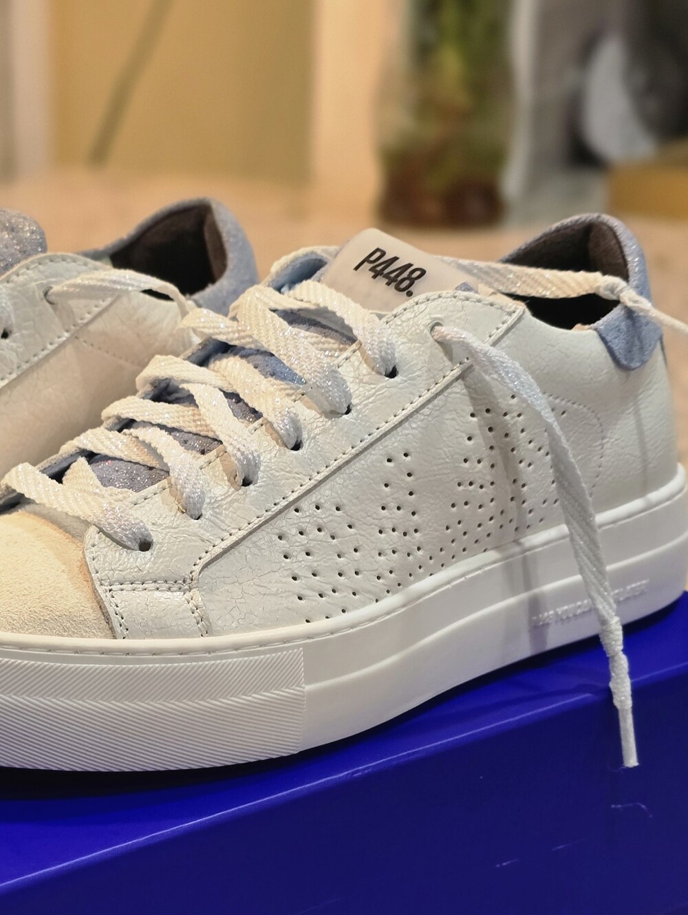 NEW P488 Thea Women's Platform Sneakers Celeste/White 298 size EU 37